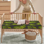 Dark Tropical Leaf Pattern Print Baby Crib Sheet