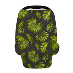 Dark Tropical Leaf Pattern Print Baby Seat Cover