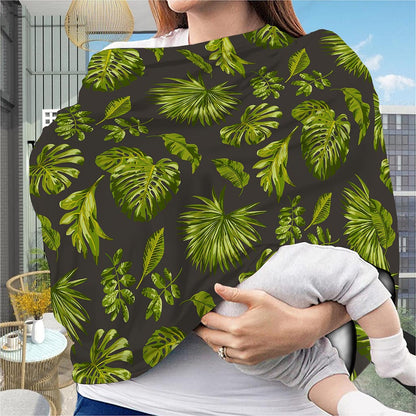 Dark Tropical Leaf Pattern Print Baby Seat Cover
