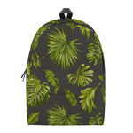 Dark Tropical Leaf Pattern Print Backpack