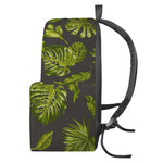 Dark Tropical Leaf Pattern Print Backpack