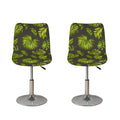 Dark Tropical Leaf Pattern Print Bar Stool Covers