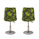 Dark Tropical Leaf Pattern Print Bar Stool Covers