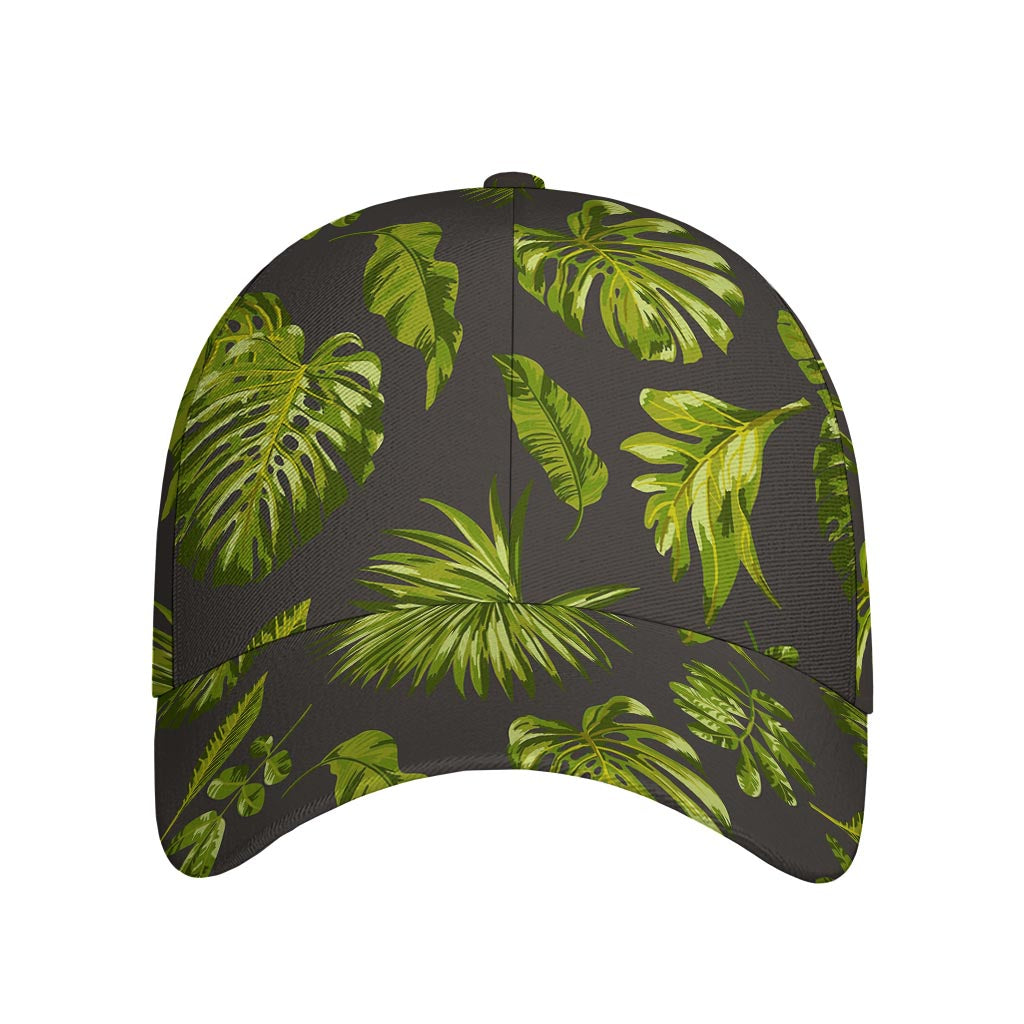 Dark Tropical Leaf Pattern Print Baseball Cap