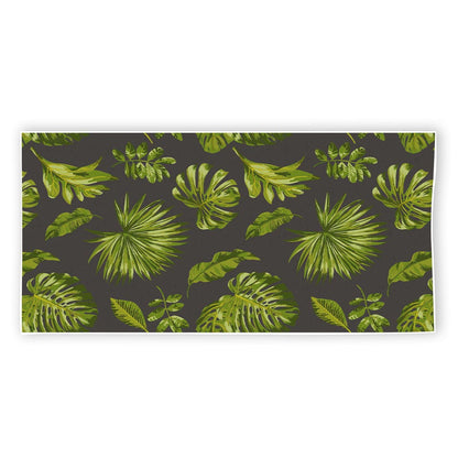 Dark Tropical Leaf Pattern Print Beach Towel