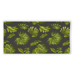 Dark Tropical Leaf Pattern Print Beach Towel