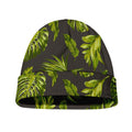 Dark Tropical Leaf Pattern Print Beanie