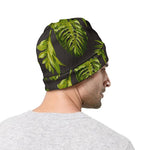 Dark Tropical Leaf Pattern Print Beanie