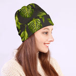 Dark Tropical Leaf Pattern Print Beanie