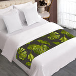 Dark Tropical Leaf Pattern Print Bed Runner