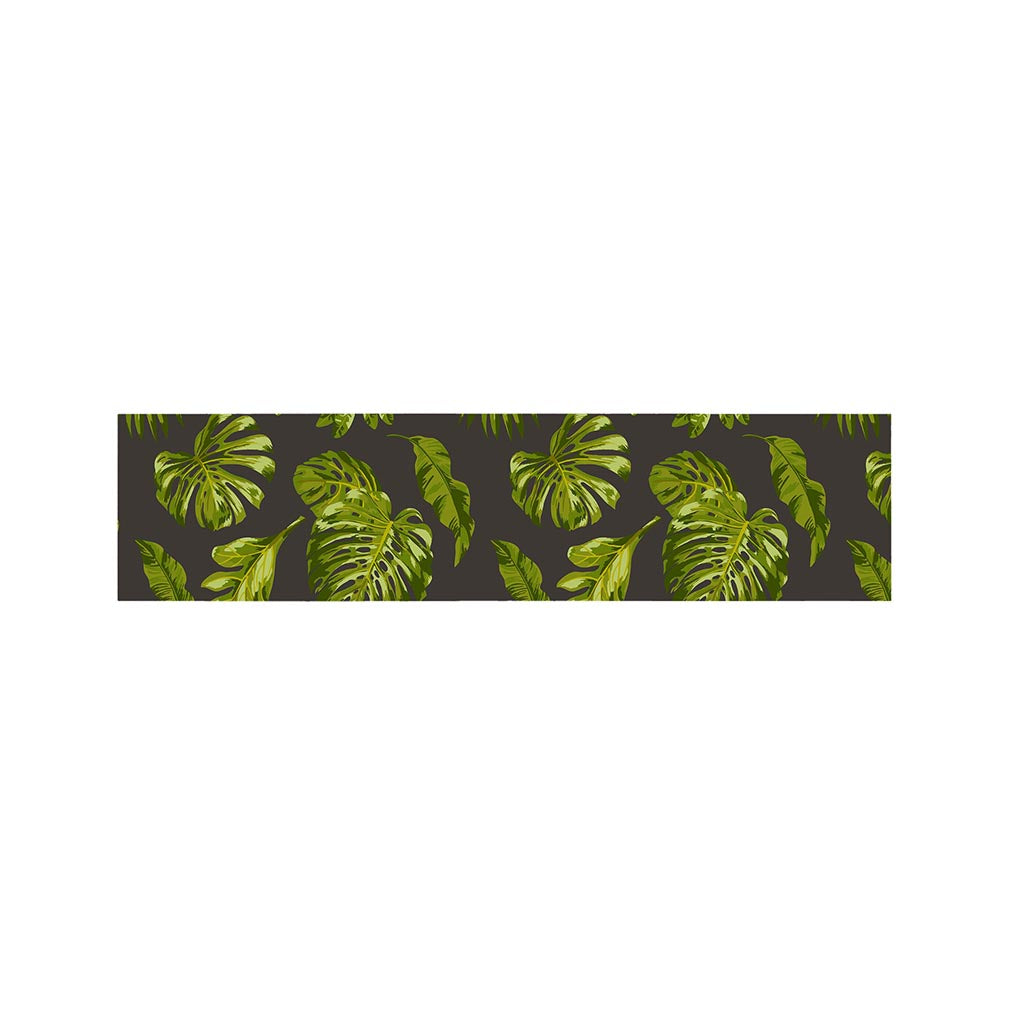 Dark Tropical Leaf Pattern Print Bed Runner