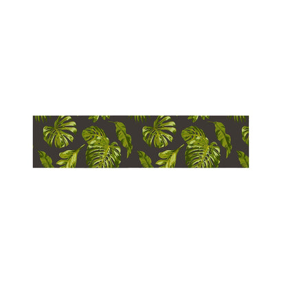 Dark Tropical Leaf Pattern Print Bed Runner