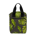 Dark Tropical Leaf Pattern Print Bible Tote Bag