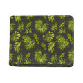 Dark Tropical Leaf Pattern Print Bifold Wallet