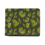Dark Tropical Leaf Pattern Print Bifold Wallet