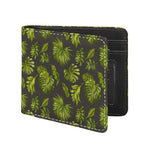 Dark Tropical Leaf Pattern Print Bifold Wallet