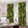 Dark Tropical Leaf Pattern Print Dimout Grommet Curtains
