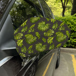 Dark Tropical Leaf Pattern Print Car Side Mirror Covers