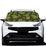Dark Tropical Leaf Pattern Print Car Windshield Snow Cover