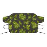 Dark Tropical Leaf Pattern Print Car Windshield Snow Cover