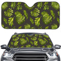Dark Tropical Leaf Pattern Print Car Windshield Sun Shade