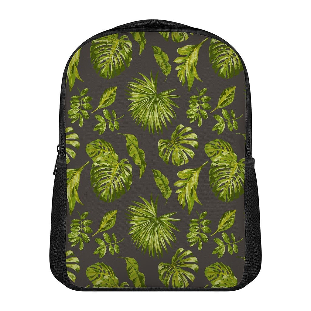 Dark Tropical Leaf Pattern Print Casual Backpack