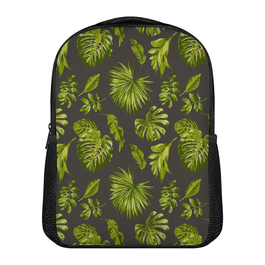 Dark Tropical Leaf Pattern Print Casual Backpack