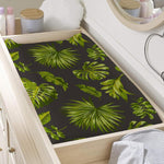 Dark Tropical Leaf Pattern Print Changing Pad Cover