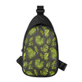 Dark Tropical Leaf Pattern Print Sling Bag