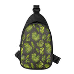 Dark Tropical Leaf Pattern Print Chest Bag