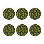 Dark Tropical Leaf Pattern Print Coaster Set
