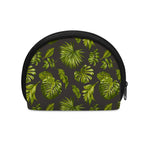 Dark Tropical Leaf Pattern Print Coin Purse