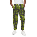 Dark Tropical Leaf Pattern Print Cotton Sweatpants