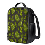 Dark Tropical Leaf Pattern Print Crossbody Lunch Bag