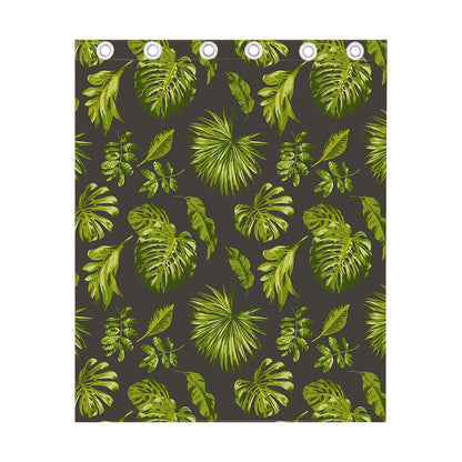 Dark Tropical Leaf Pattern Print Curtain