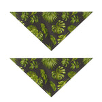 Dark Tropical Leaf Pattern Print Dog Bandana