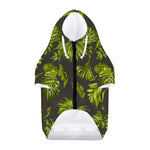 Dark Tropical Leaf Pattern Print Dog Zip Up Hoodie