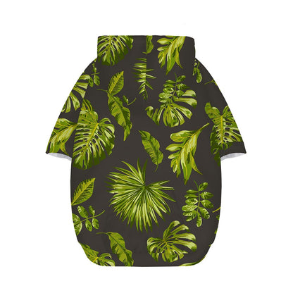 Dark Tropical Leaf Pattern Print Dog Zip Up Hoodie