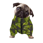 Dark Tropical Leaf Pattern Print Dog Zip Up Jacket