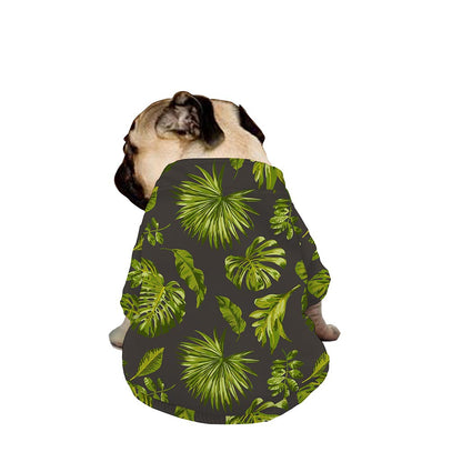 Dark Tropical Leaf Pattern Print Dog Zip Up Jacket