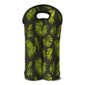 Dark Tropical Leaf Pattern Print Double Neoprene Wine Tote