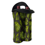 Dark Tropical Leaf Pattern Print Double Neoprene Wine Tote