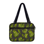 Dark Tropical Leaf Pattern Print Double Strap Bible Bag