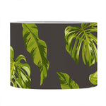 Dark Tropical Leaf Pattern Print Drum Lamp Shade
