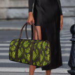 Dark Tropical Leaf Pattern Print Duffle Bag