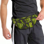 Dark Tropical Leaf Pattern Print Fanny Pack
