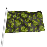 Dark Tropical Leaf Pattern Print Flag