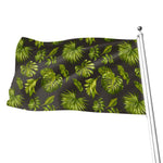 Dark Tropical Leaf Pattern Print Flag