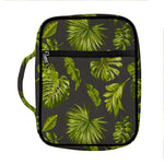 Dark Tropical Leaf Pattern Print Front Pocket Bible Bag