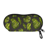 Dark Tropical Leaf Pattern Print Glasses Case